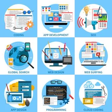 Web Development Concept Set Stock Illustration