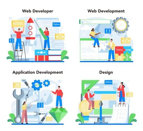 Web development concept set. Website optimization and web page interface Stock-Illustration