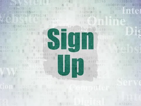 Web development concept: Sign Up on Digital Data Paper background イラスト素材