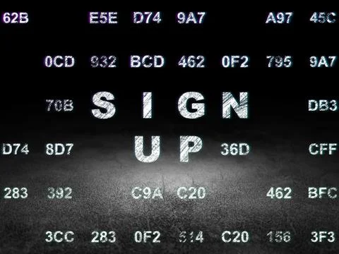 Web development concept: Sign Up in grunge dark room Stockillustratie