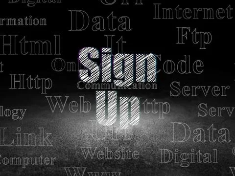 Web development concept: Sign Up in grunge dark room Stockillustratie