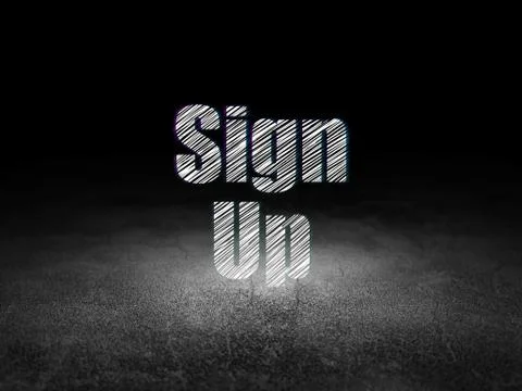 Web development concept: Sign Up in grunge dark room イラスト素材