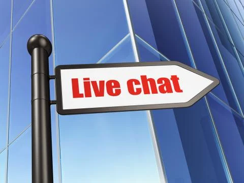 Web development concept: sign Live Chat on Building background Stock Illustration