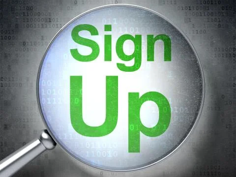 Web development concept: Sign Up with optical glass 스톡 일러스트