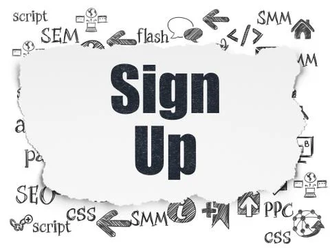 Web development concept: Sign Up on Torn Paper background Stock Illustration