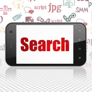 Web development concept: Smartphone with Search on display 库存插图