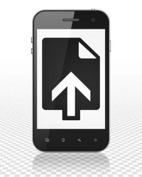 Web development concept: Smartphone with Upload on display Stock Illustration