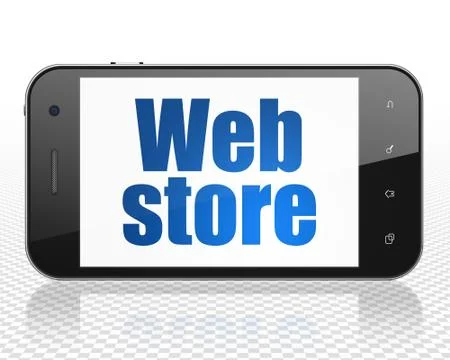Web development concept: Smartphone with Web Store on display Stockillustratie