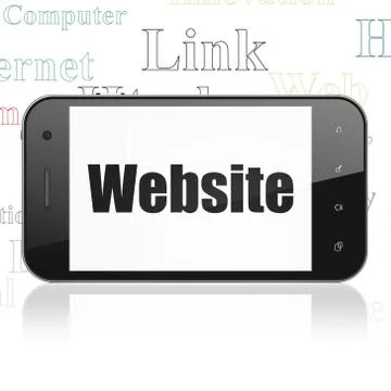 Web development concept: Smartphone with Website on display 库存插图