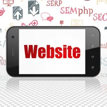 Web development concept: Smartphone with Website on display 스톡 일러스트