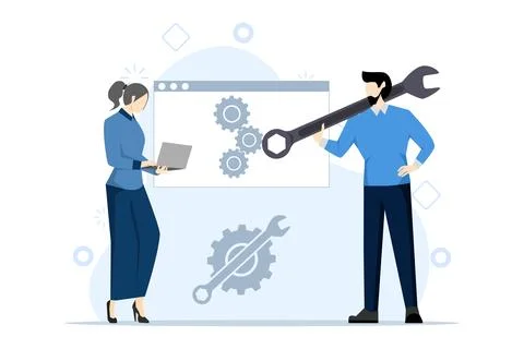 Web Development Concept. software engineer, development, software programming. Illustrazione stock