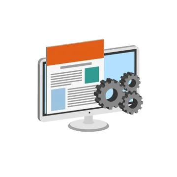 Web development concept symbol. Flat Isometric Icon or Logo. 3D Style Pictogr Stock Illustration