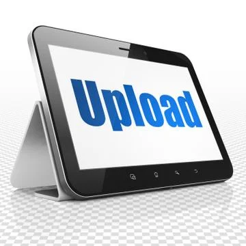 Web development concept: Tablet Computer with Upload on display 스톡 일러스트
