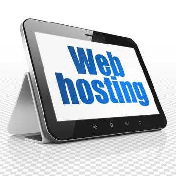 Web development concept: Tablet Computer with Web Hosting on display 스톡 일러스트
