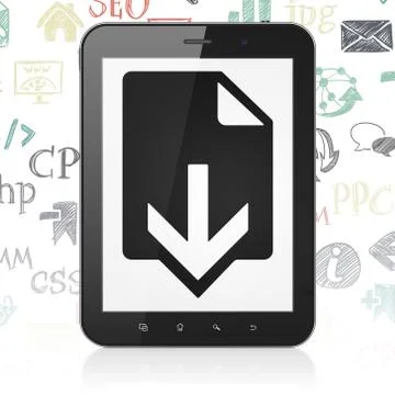 Web development concept: Tablet Computer with Download on display Stockillustratie