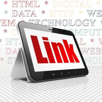 Web development concept: Tablet Computer with Link on display Stock Illustration