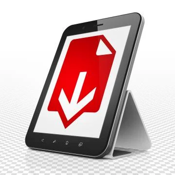 Web development concept: Tablet Computer with Download on display Illustrazione stock