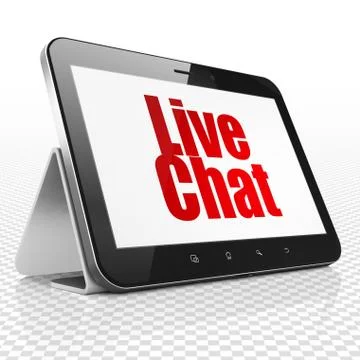 Web development concept: Tablet Computer with Live Chat on display 스톡 일러스트