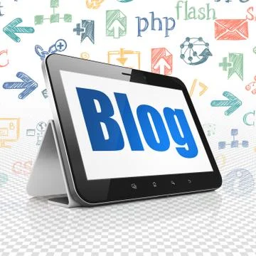 Web development concept: Tablet Computer with Blog on display Stock Illustration