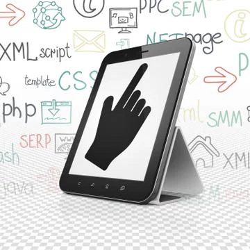 Web development concept: Tablet Computer with Mouse Cursor on display Stock Illustration