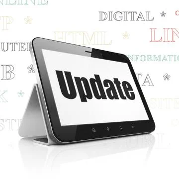 Web development concept: Tablet Computer with Update on display Illustrazione stock