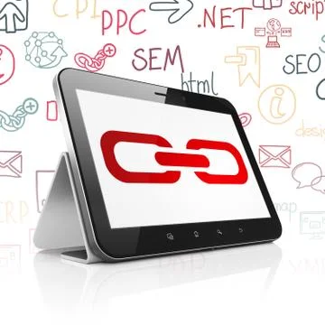 Web development concept: Tablet Computer with Link on display Stockillustratie