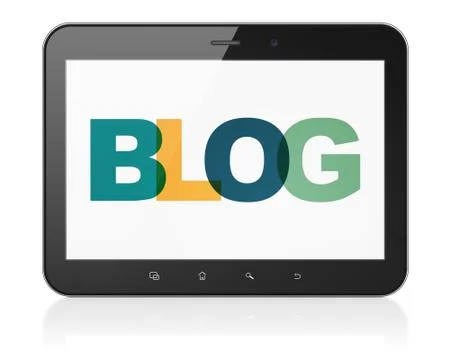 Web development concept: Tablet Computer with Blog on  display 스톡 일러스트