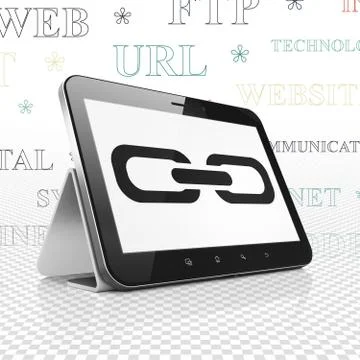 Web development concept: Tablet Computer with Link on display Illustrazione stock