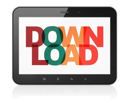 Web development concept: Tablet Computer with Download on  display Stock Illustration