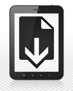 Web development concept: Tablet Pc Computer with Download on display Stock Illustration