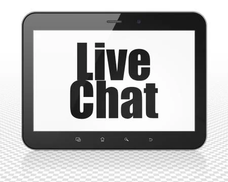 Web development concept: Tablet Pc Computer with Live Chat on display Stock Illustration