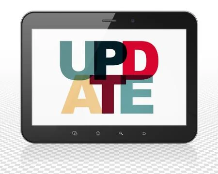 Web development concept: Tablet Pc Computer with Update on  display Stock Illustration
