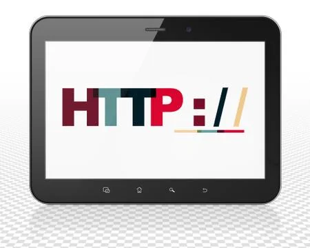 Web development concept: Tablet Pc Computer with Http : / / on  display Stock Illustration