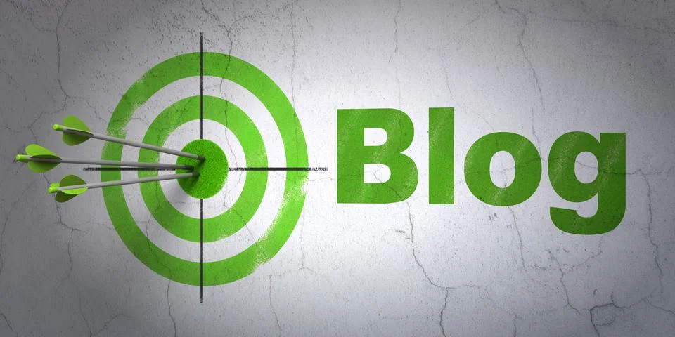 Web development concept: target and Blog on wall background イラスト素材