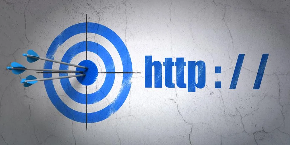 Web development concept: target and Http : / / on wall background Stock-Illustration