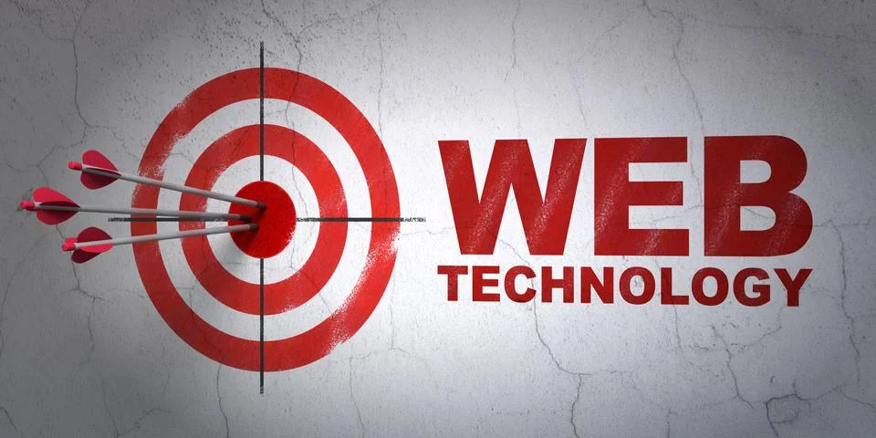 Web development concept: target and Web Technology on wall background Stock Illustration