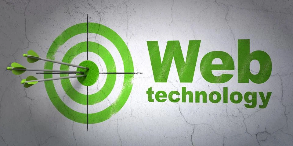 Web development concept: target and Web Technology on wall background Stock Illustration