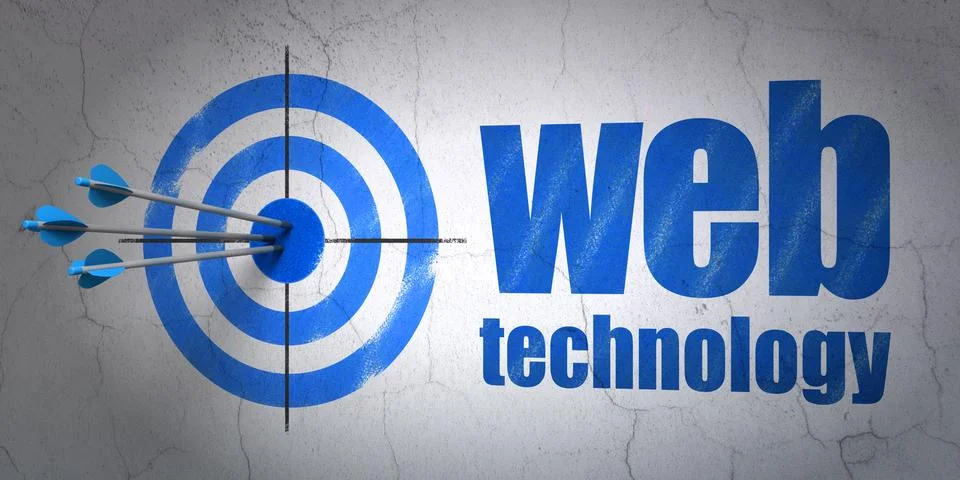 Web development concept: target and Web Technology on wall background Stock Illustration