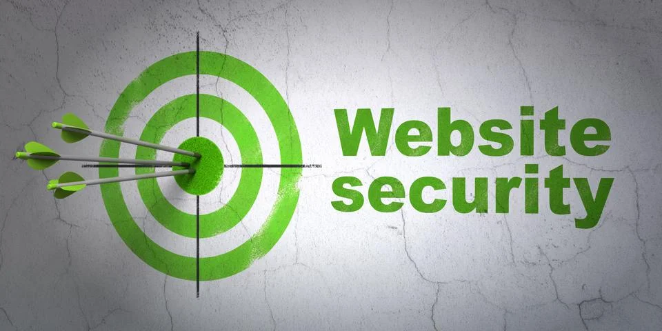 Web development concept: target and Website Security on wall background イラスト素材