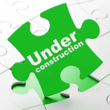 Web development concept: Under Construction on puzzle background 스톡 일러스트