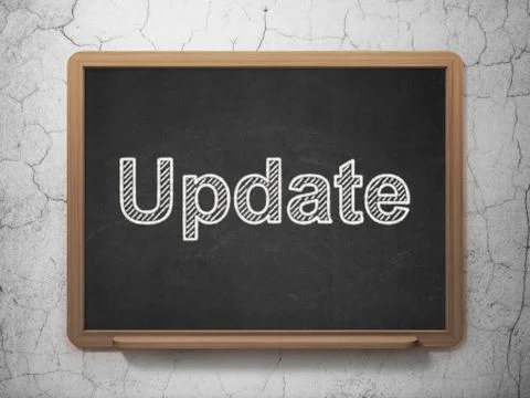 Web development concept: Update on chalkboard background Illustrazione stock