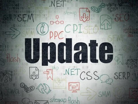 Web development concept: Update on Digital Paper background 库存插图