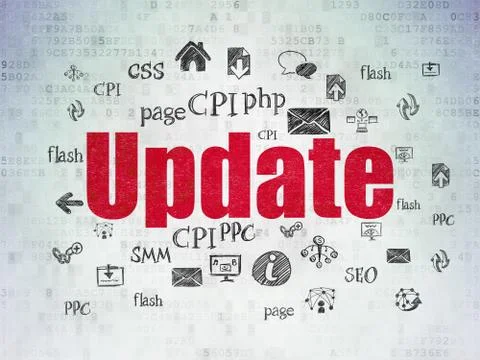 Web development concept: Update on Digital Data Paper background イラスト素材