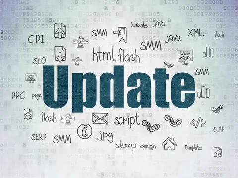 Web development concept: Update on Digital Data Paper background 库存插图