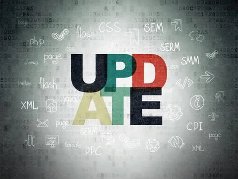 Web development concept: Update on Digital Data Paper background 库存插图