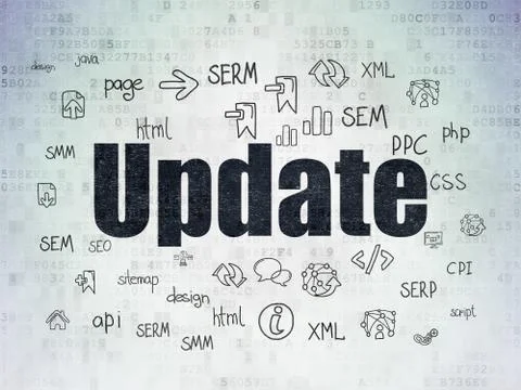 Web development concept: Update on Digital Data Paper background Stock Illustration
