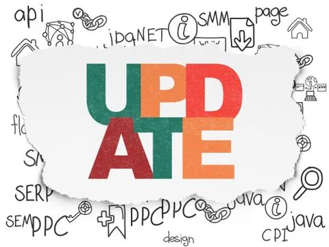 Web development concept: Update on Torn Paper background Stock Illustration