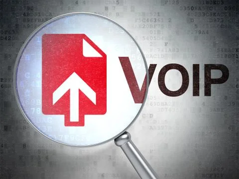 Web development concept: Upload and VOIP with optical glass Stock Illustration