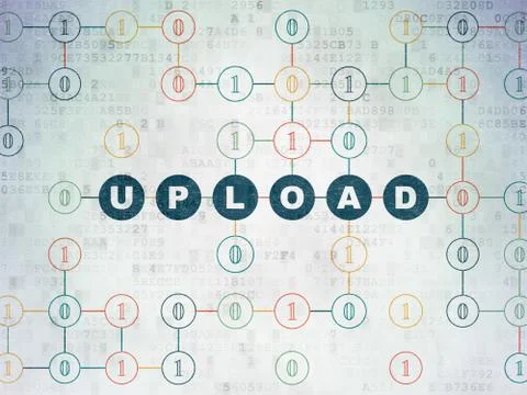 Web development concept: Upload on Digital Data Paper background イラスト素材