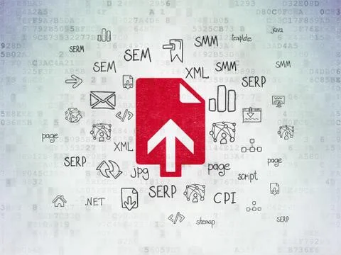 Web development concept: Upload on Digital Data Paper background Stock Illustration